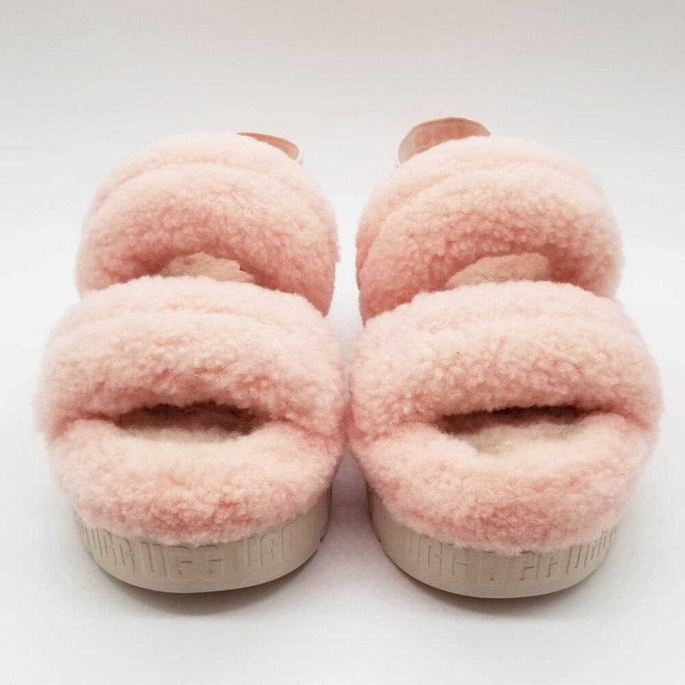 UGG Women's 9 Oh Fluffita Platform Slip On Sheepskin Sherpa Sandal in Pink $110 - Picture 5 of 16